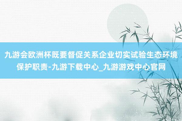 九游会欧洲杯既要督促关系企业切实试验生态环境保护职责-九游下载中心_九游游戏中心官网